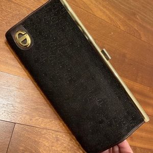 Christian Dior black suede clutch